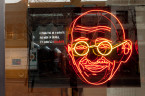 Divya Mehra, I will split up my Father's empire (after N.W.A.),, 2011. Neon sculpture, 45 x 57 x 4 in